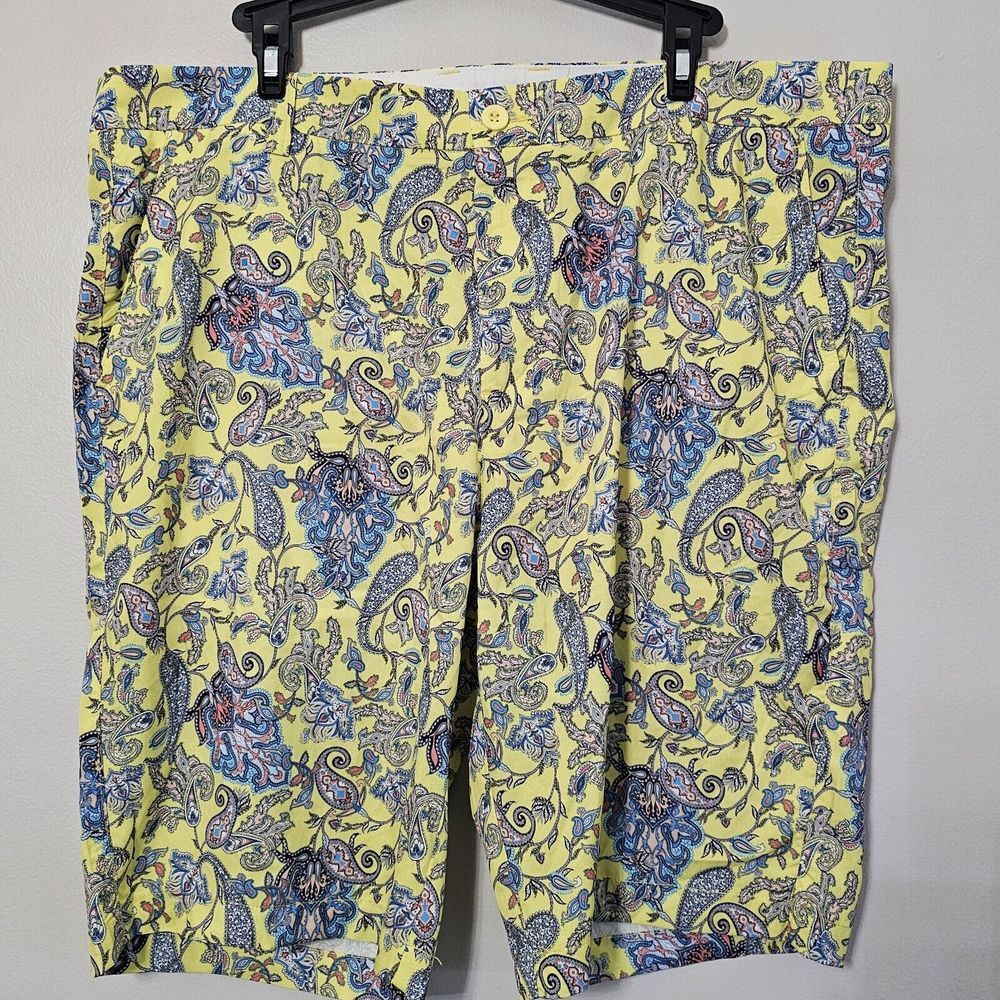 Hreski‎ Golf Shorts Men's Size 38 Yellow Paisley  Pattern Colorful Rare